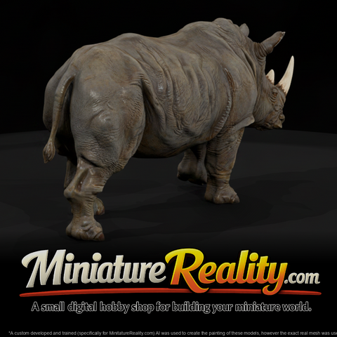 White Rhinoceros Female miniature, three-quarter view
