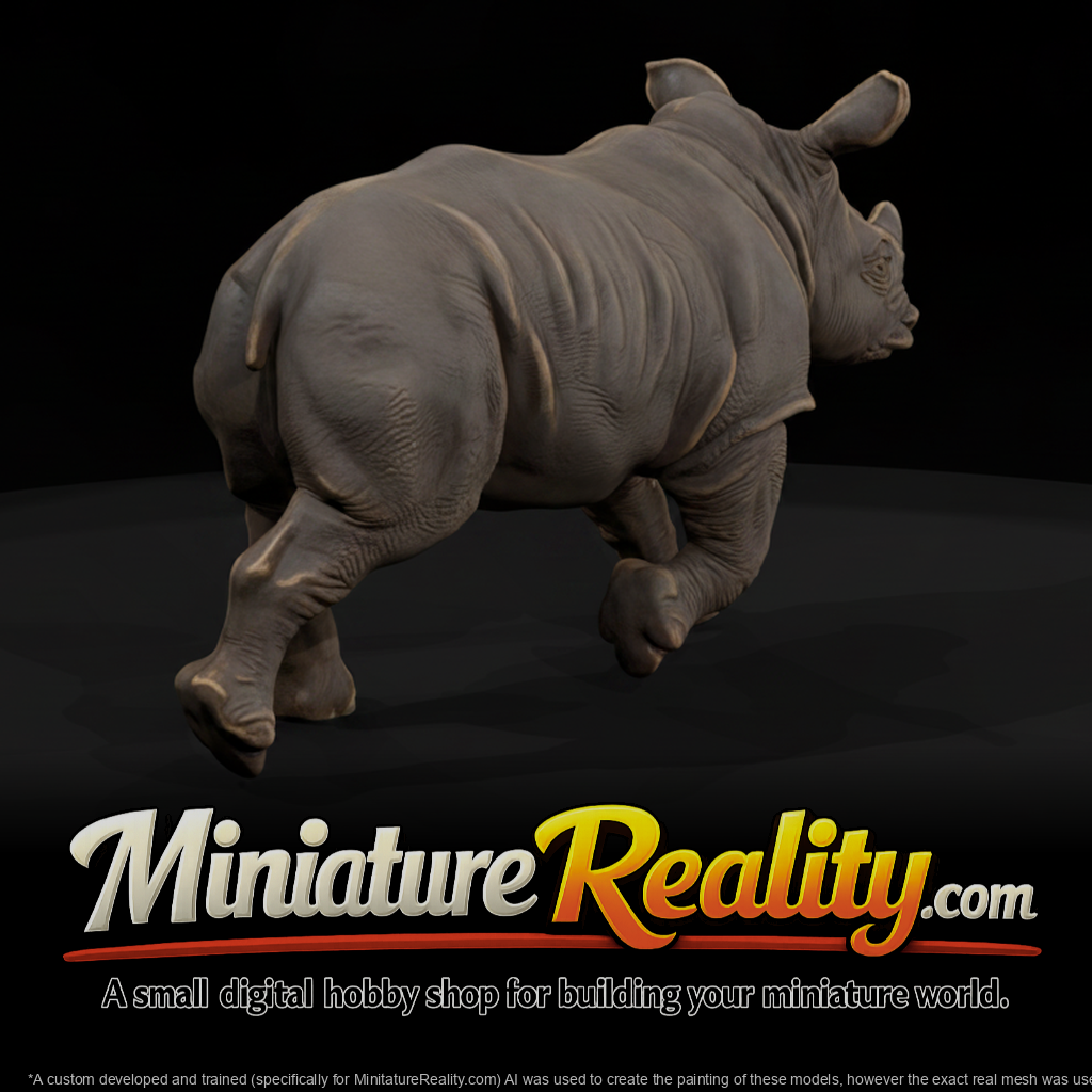 Young White Rhinoceros miniature, three-quarter view