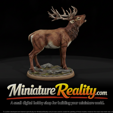 Red Deer Male miniature, three-quarter view