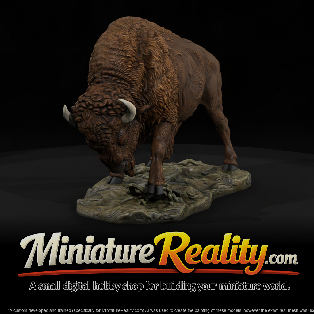 American Bison Male miniature, three-quarter view