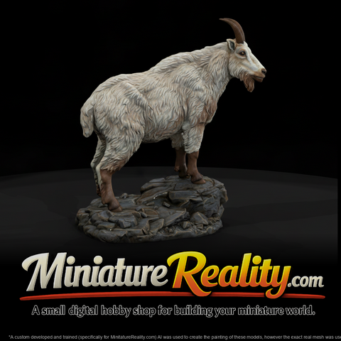 Mountain Goat Female miniature, three-quarter view
