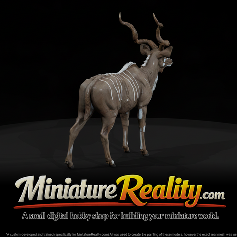 Greater Kudu Male miniature, three-quarter view