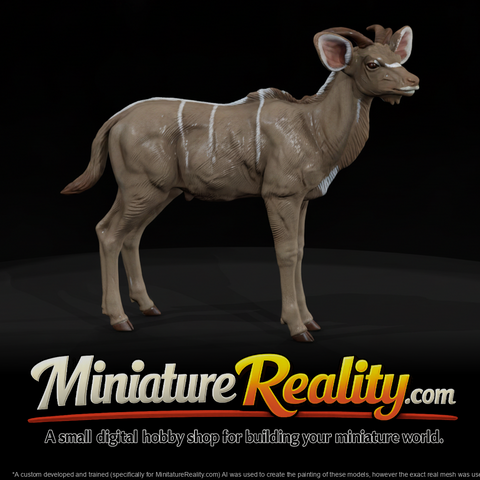 Young Greater Kudu miniature, three-quarter view