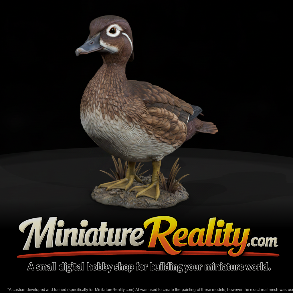 Wood Duck Female miniature, three-quarter view