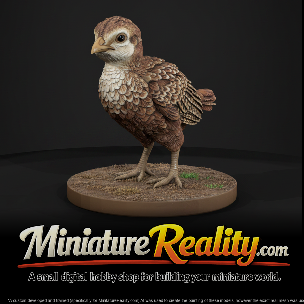 Young Ring-Necked Pheasant miniature, three-quarter view