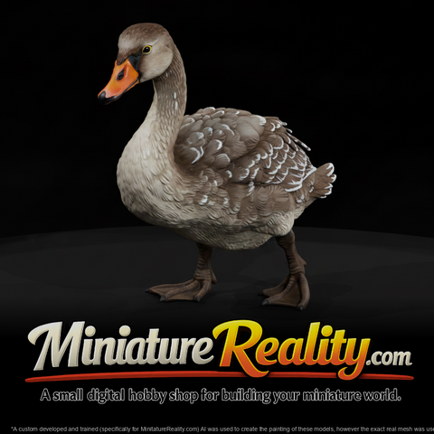 Walking Mute Swan miniature, three-quarter view