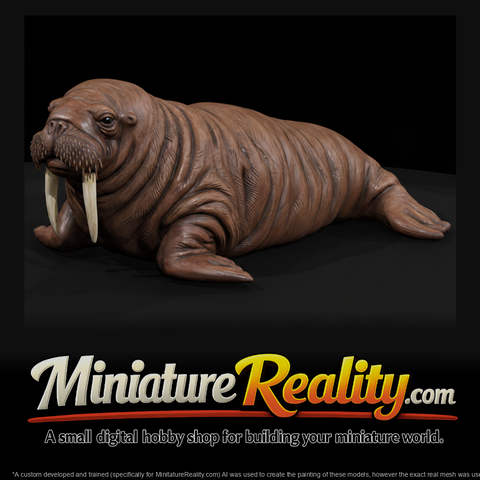 Adolescent Walrus miniature, three-quarter view