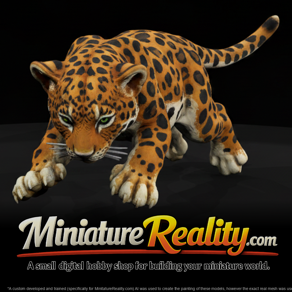 Prowling Jaguar miniature, three-quarter view