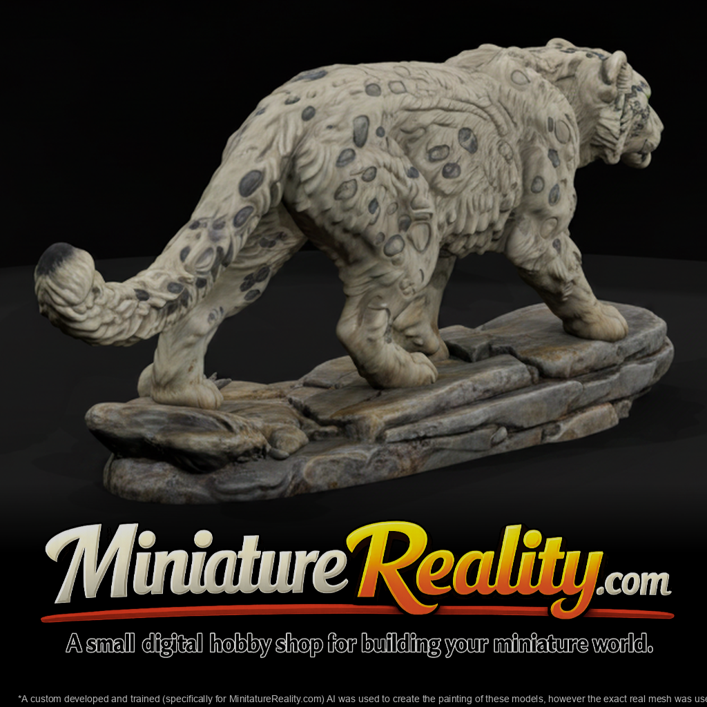 Snow Leopard Female miniature, three-quarter view