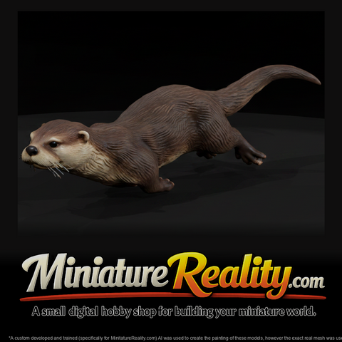 River Otter Female miniature, three-quarter view
