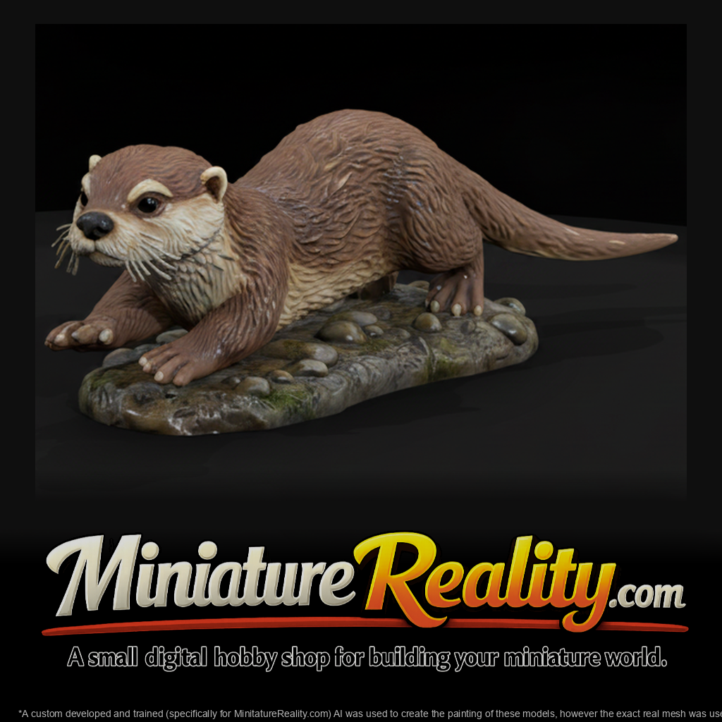 River Otter Adolescent miniature, three-quarter view