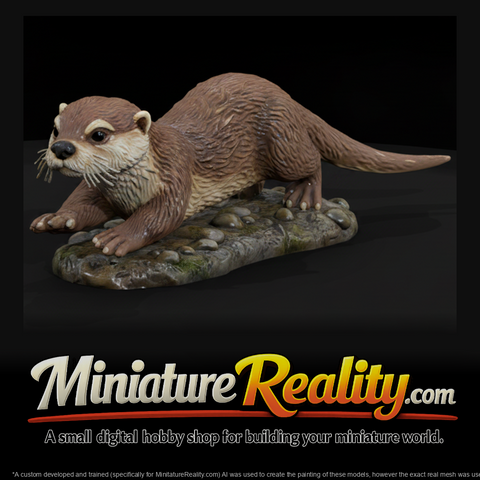 River Otter Adolescent miniature, three-quarter view