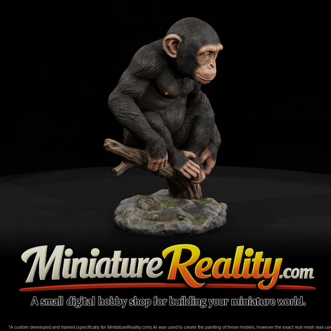 Young Chimpanzee on a Branch miniature, three-quarter view