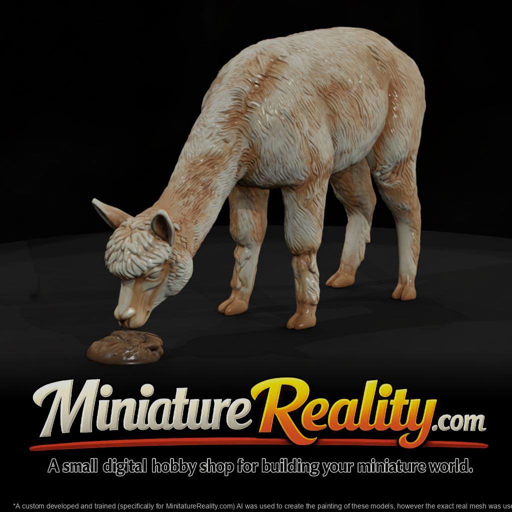 Alpaca Female miniature, three-quarter view