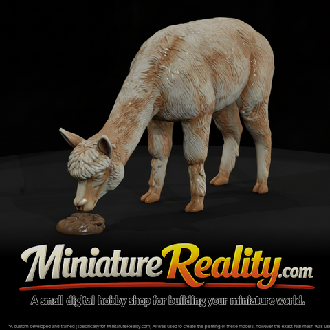 Alpaca Female miniature, three-quarter view