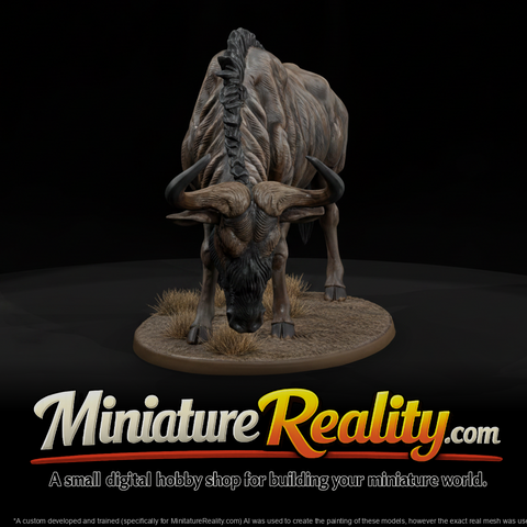 Blue Wildebeest Male miniature, three-quarter view