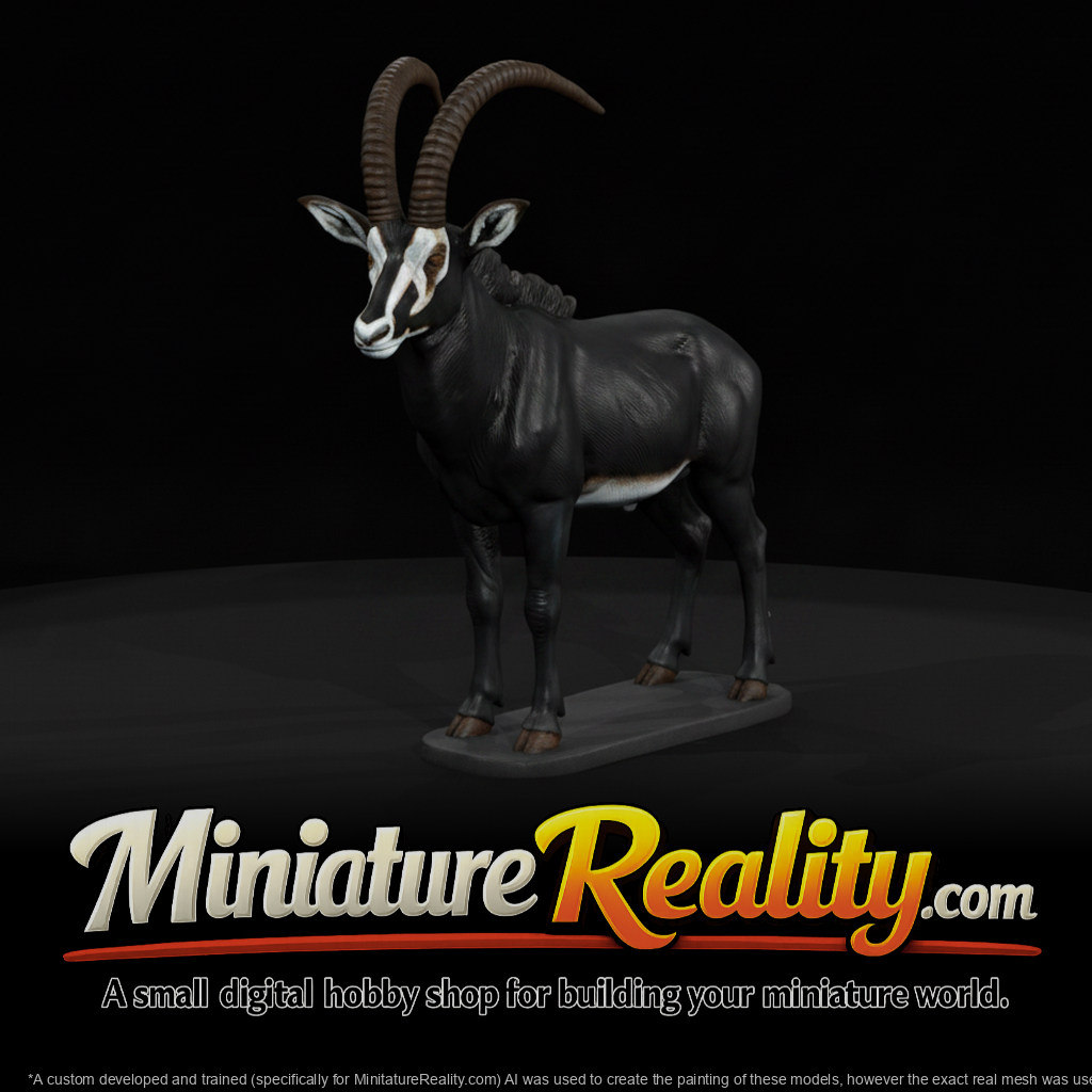 Sable Antelope Male miniature, three-quarter view