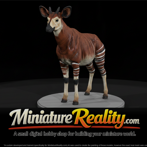 Okapi Male miniature, three-quarter view