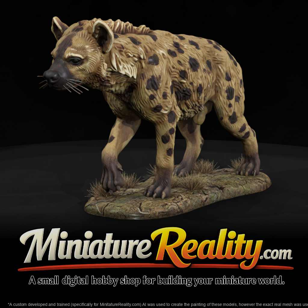 Spotted Hyena Female miniature, three-quarter view
