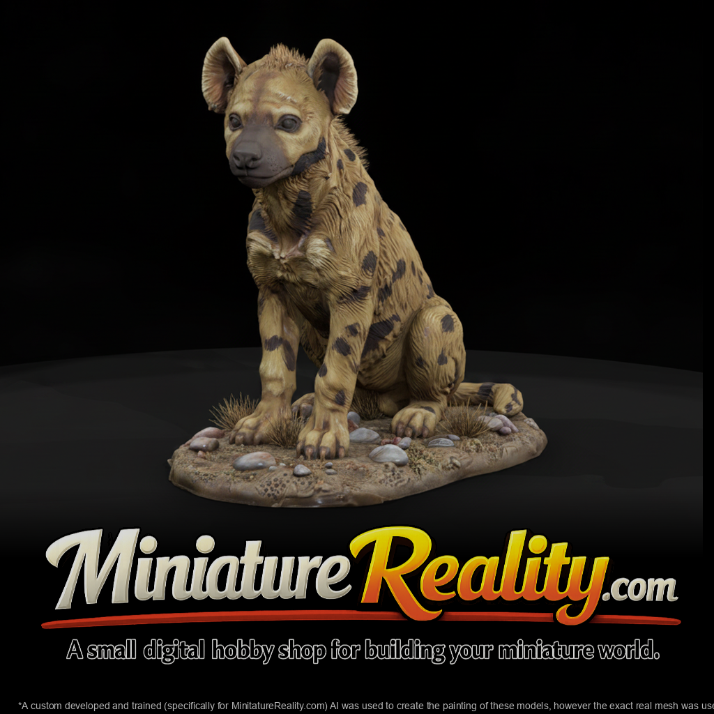 Spotted Hyena Adolescent miniature, three-quarter view