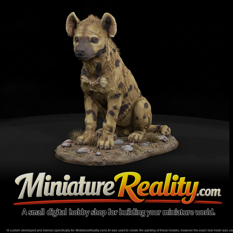 Spotted Hyena Adolescent miniature, three-quarter view