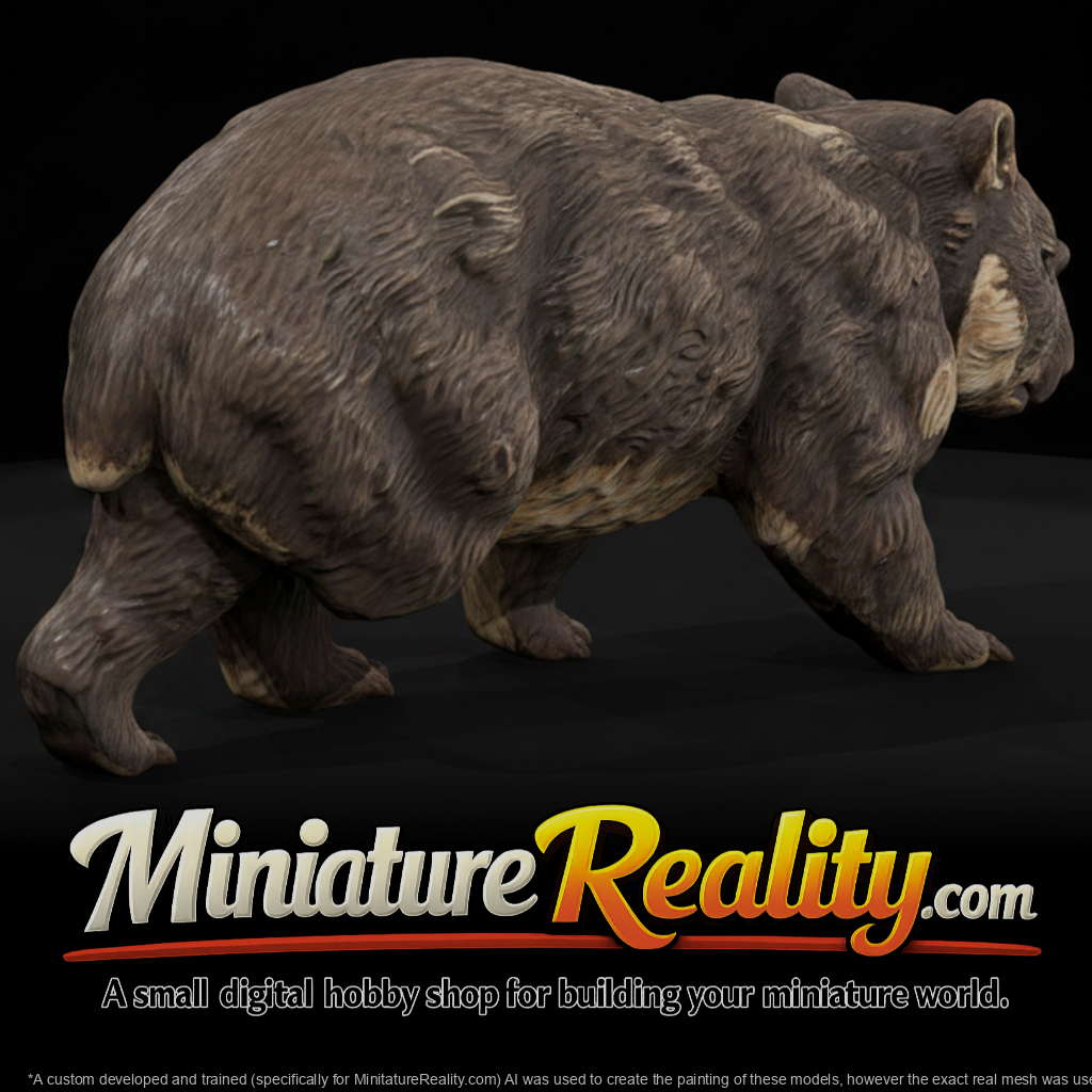 Common Wombat Male miniature, three-quarter view