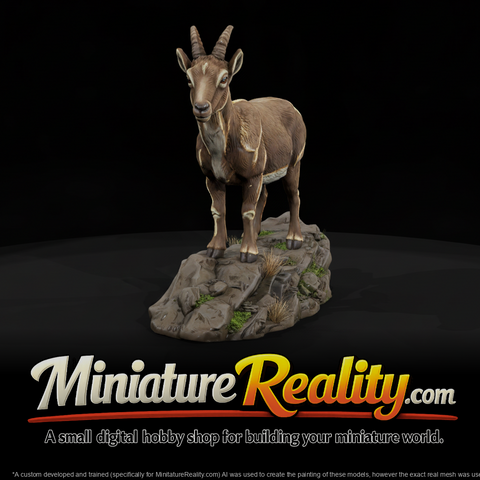Alpine Ibex Female miniature, three-quarter view