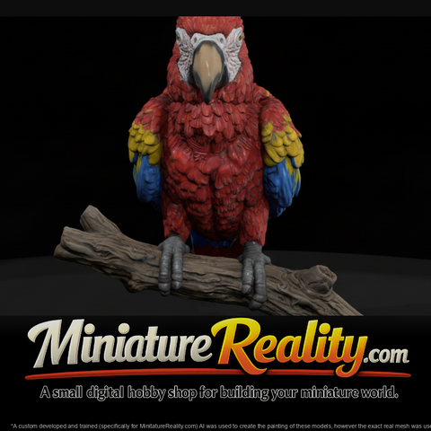 Scarlet Macaw Adolescent miniature, three-quarter view
