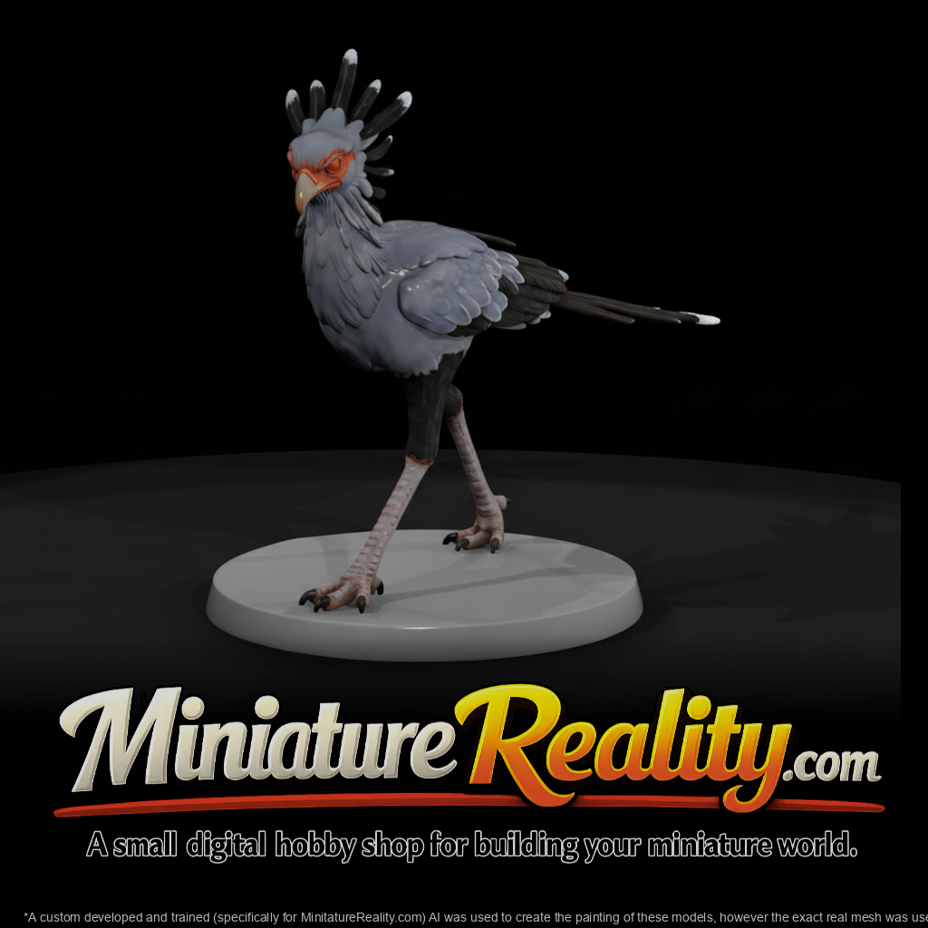Secretary Bird Male miniature, three-quarter view