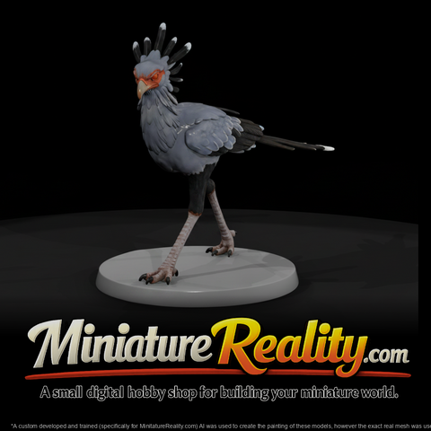 Secretary Bird Male miniature, three-quarter view