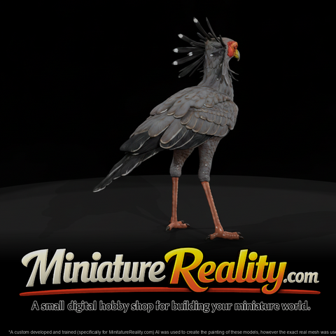 Secretary Bird Female miniature, three-quarter view