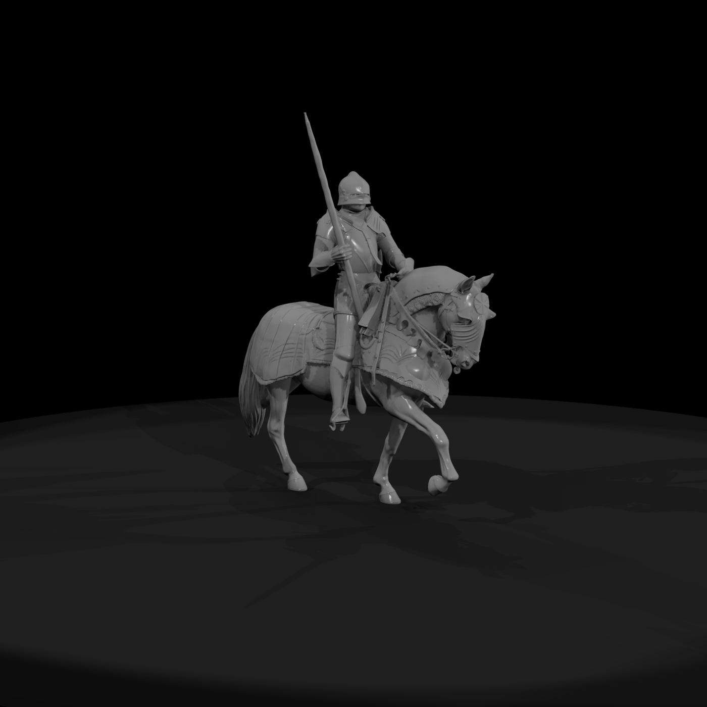 Armored Medieval Knight on Warhorse