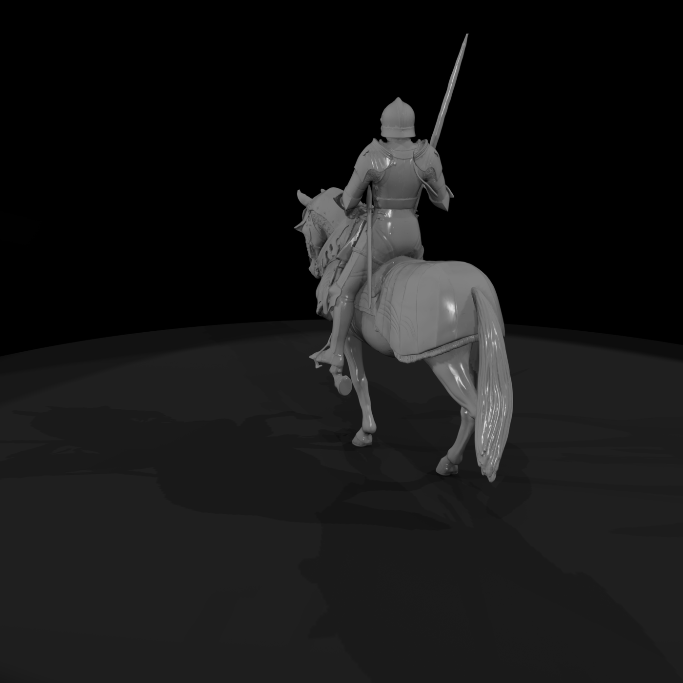Armored Medieval Knight on Warhorse