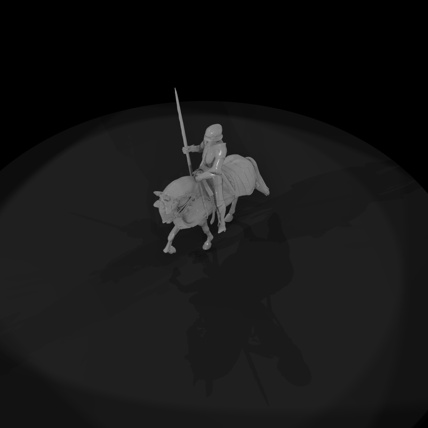 Armored Medieval Knight on Warhorse