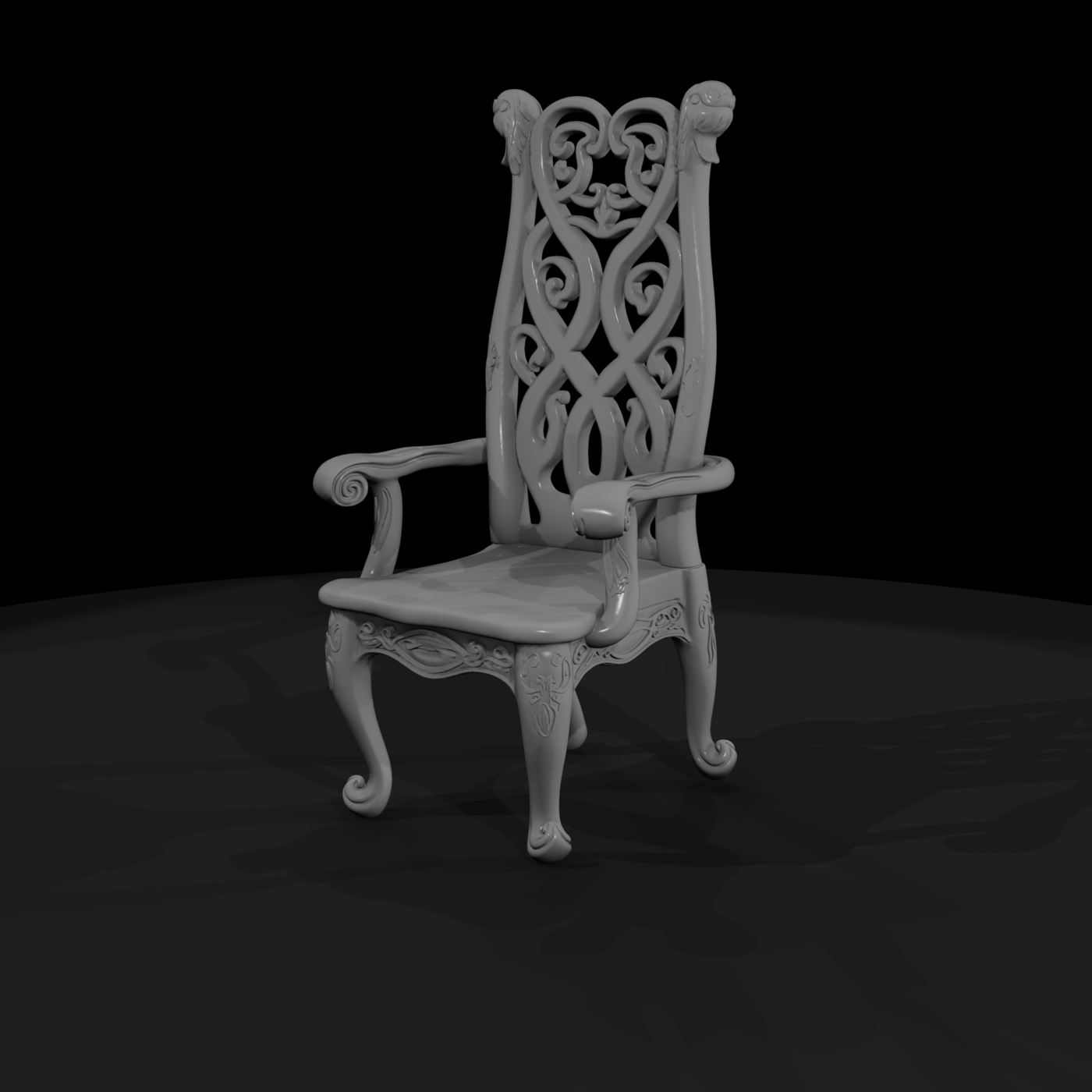 Art Nouveau Carved Arm Throne