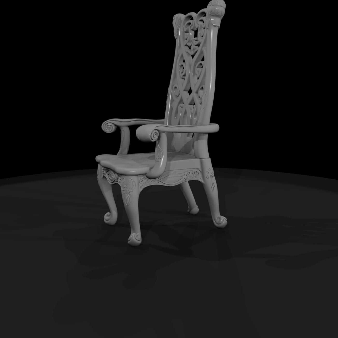 Art Nouveau Carved Arm Throne
