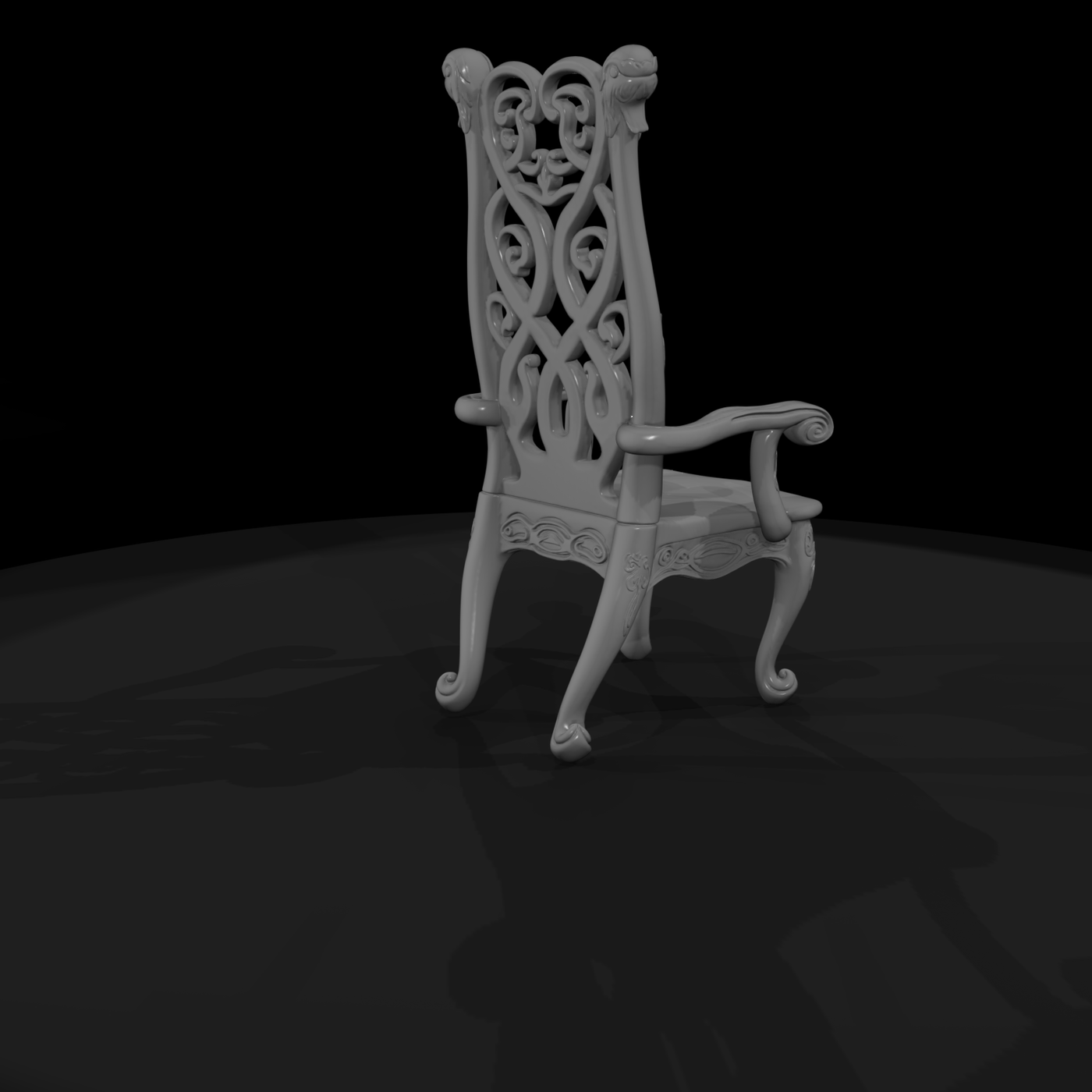 Art Nouveau Carved Arm Throne