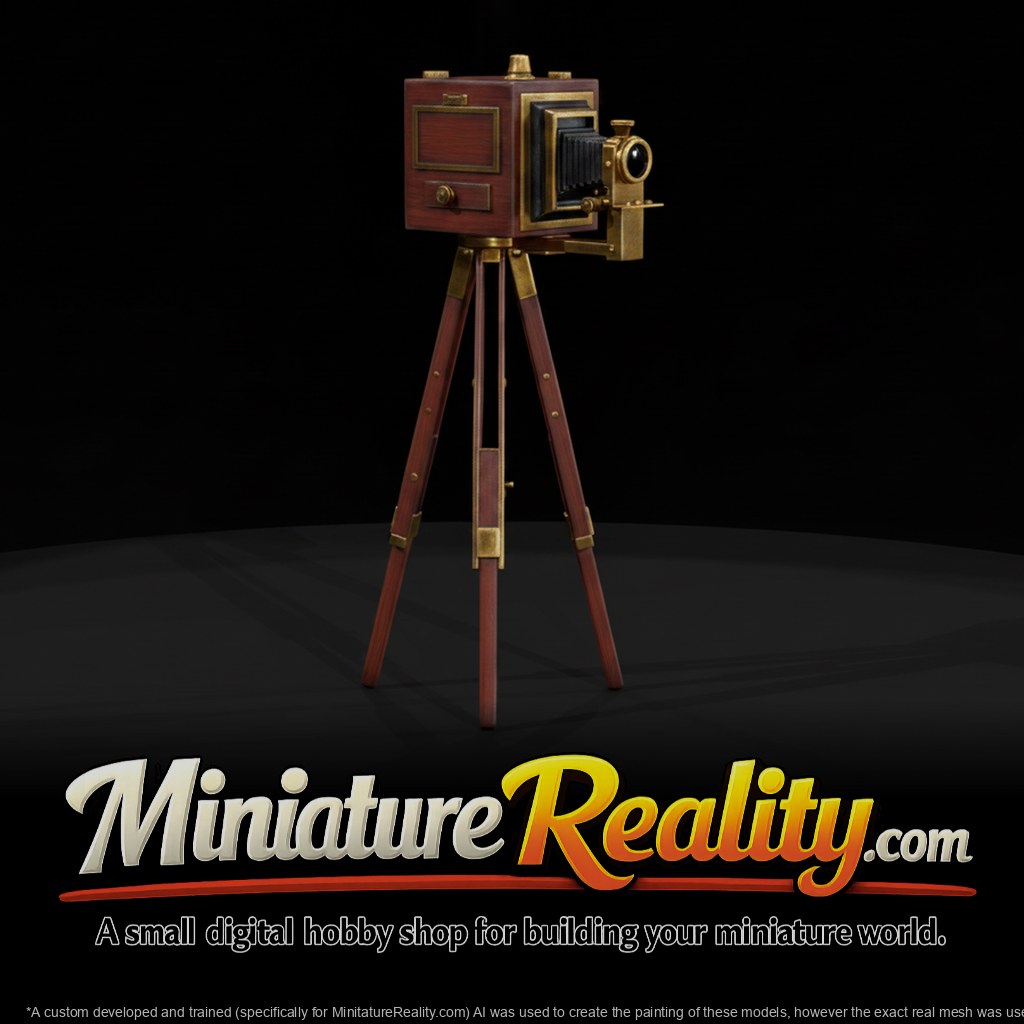 Vintage Bellows Field Camera on Tripod miniature, three-quarter view