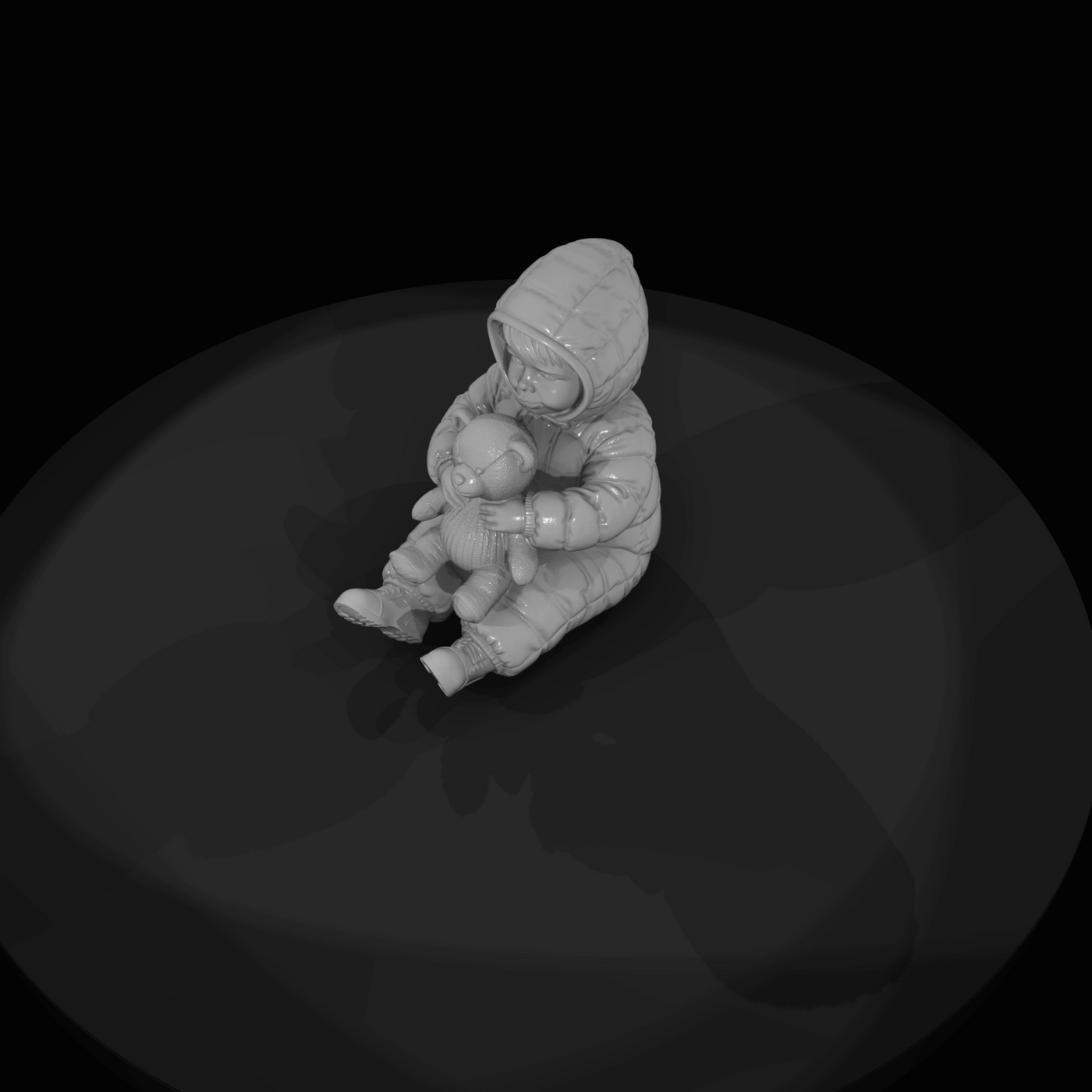 Black Friday Shopper Figure (estimated) — Child With Stuffed