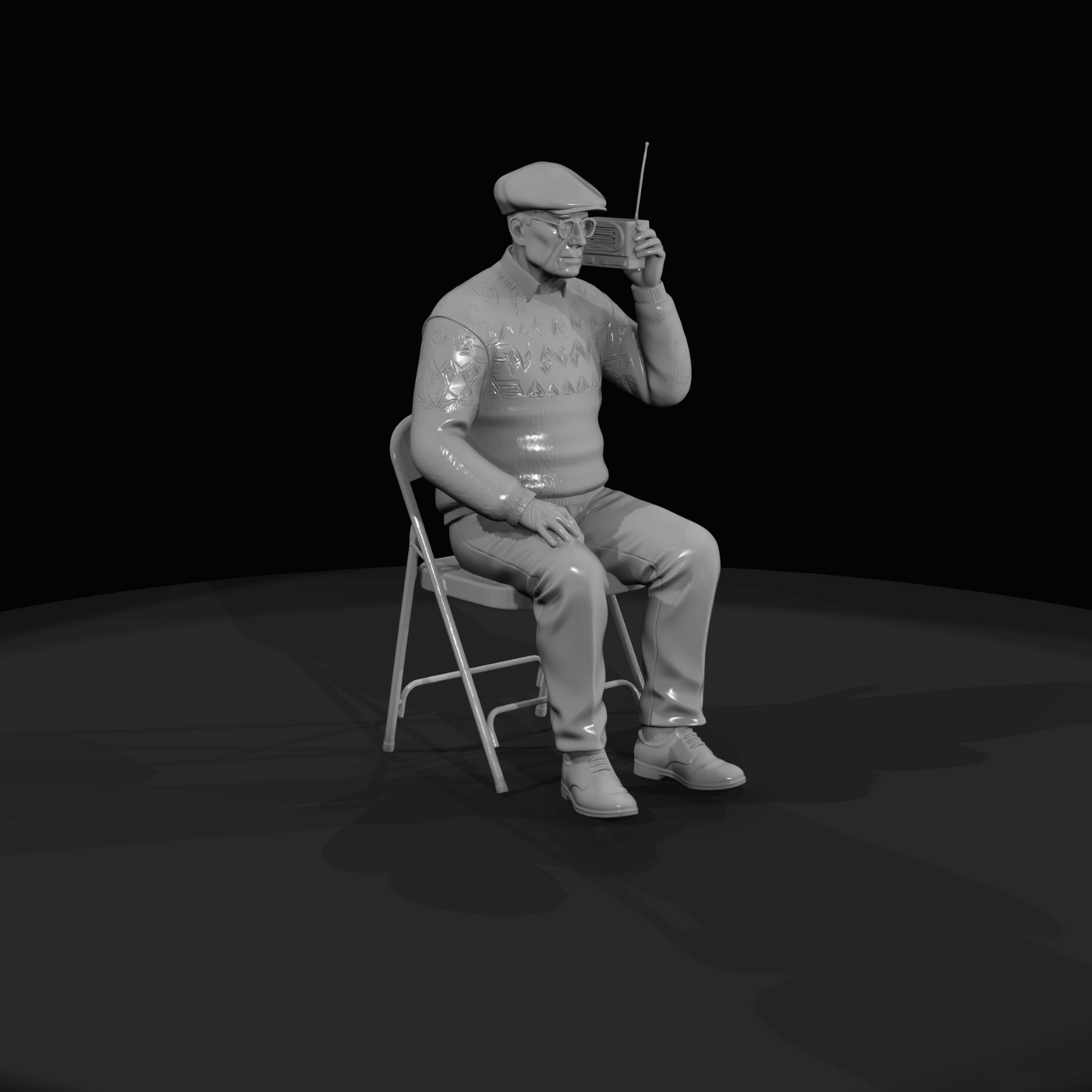 Black Friday Shopper Figure (estimated) — Elderly Man With