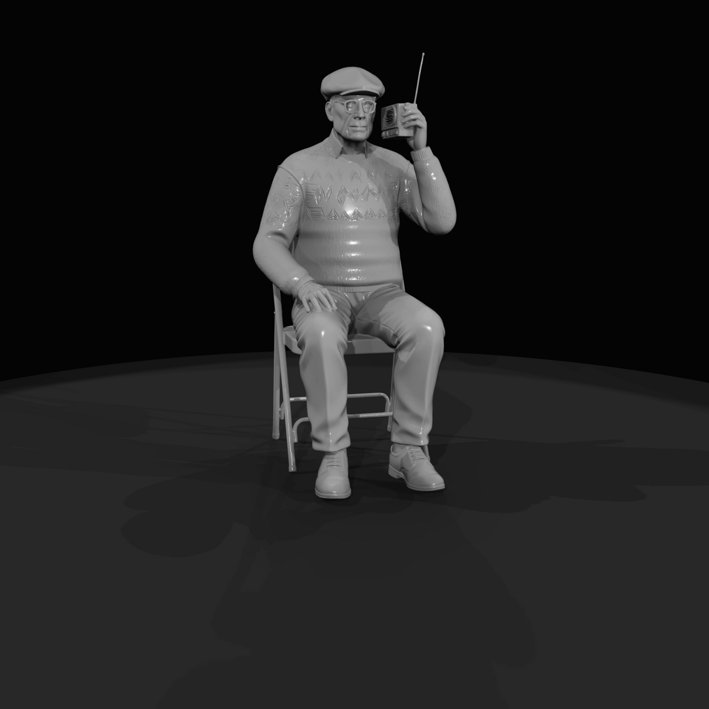 Black Friday Shopper Figure (estimated) — Elderly Man With