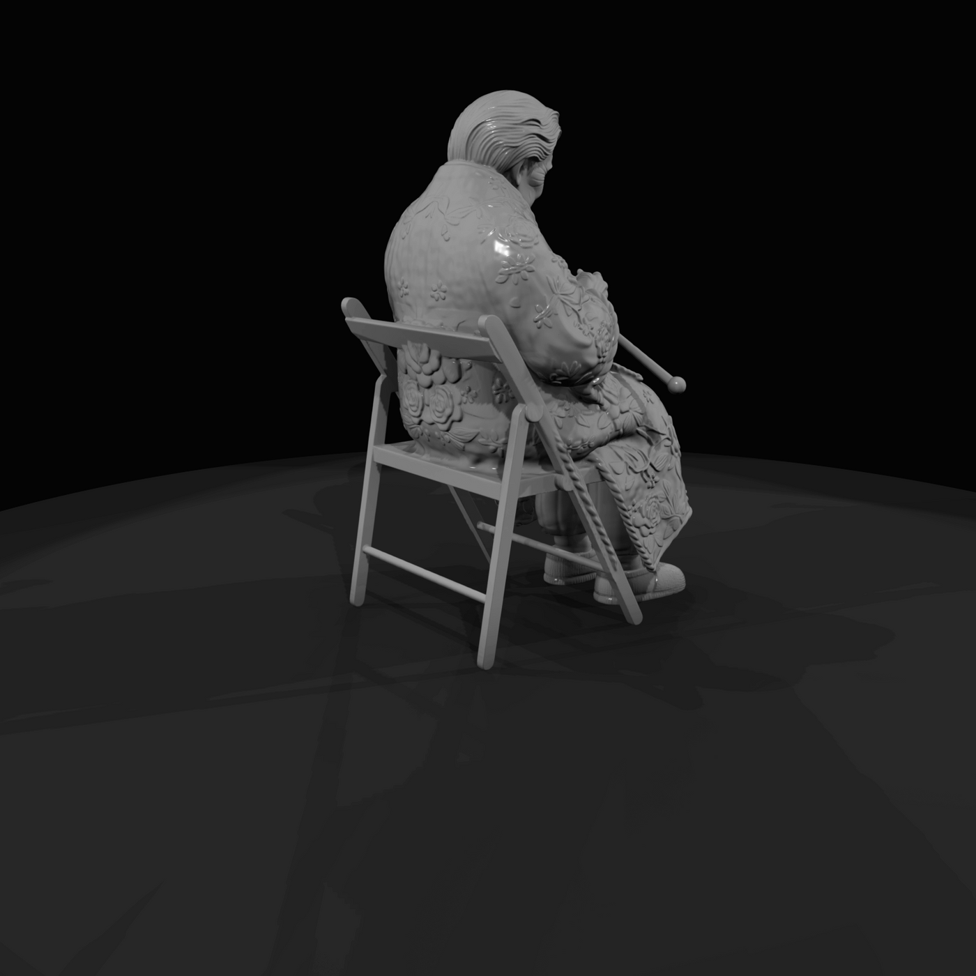 Black Friday Shopper Figure (estimated) — elderly woman knitting