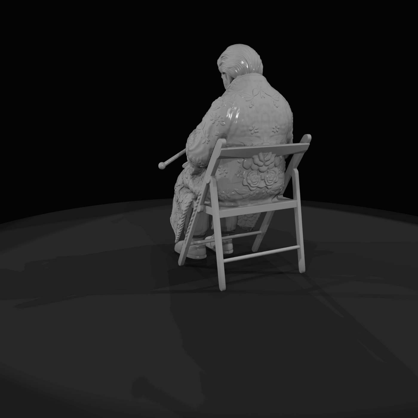 Black Friday Shopper Figure (estimated) — elderly woman knitting