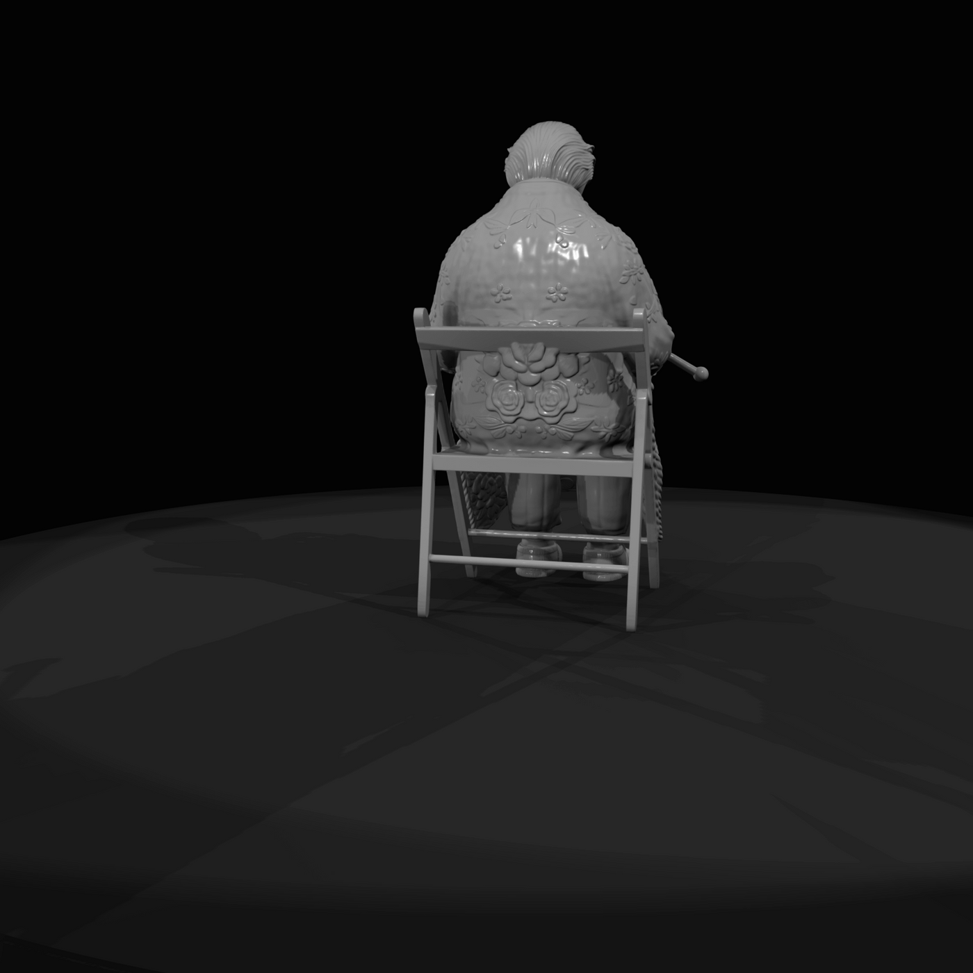 Black Friday Shopper Figure (estimated) — elderly woman knitting