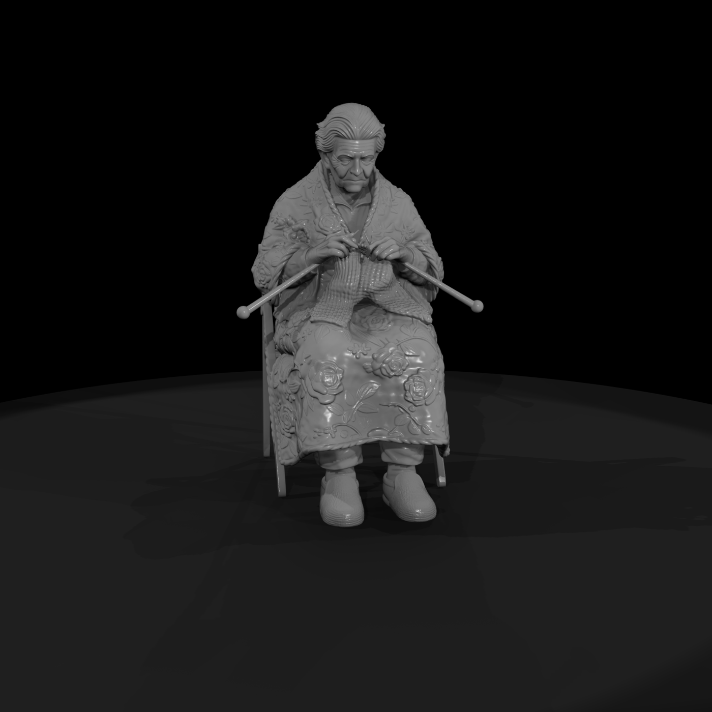 black friday elderly woman knitting