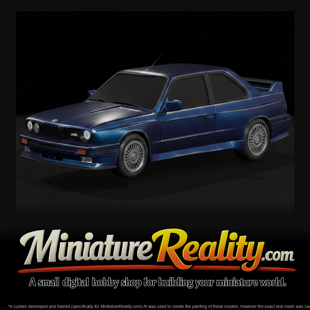 BMW E30 M3 Body Shell miniature, three-quarter view