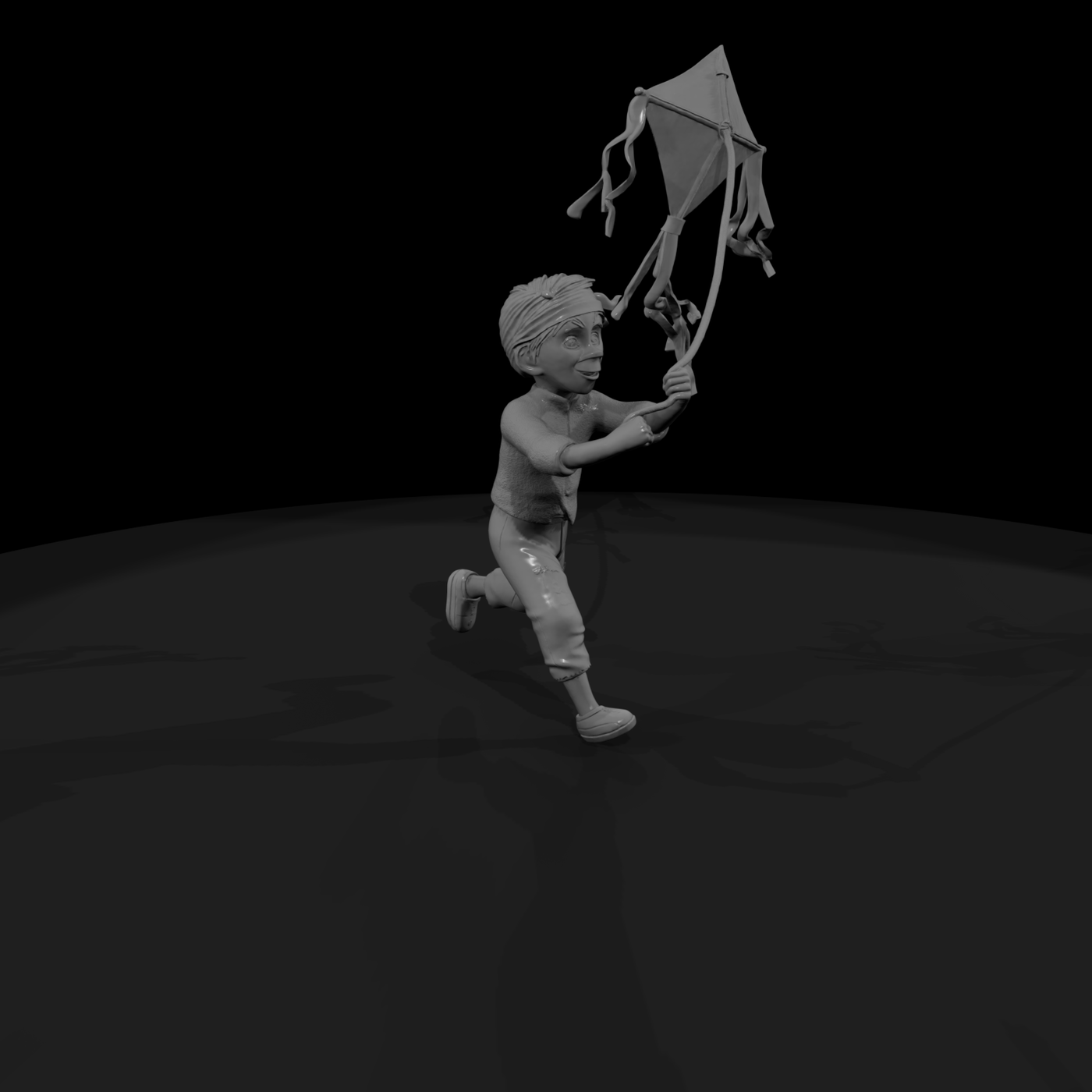 Boy Flying Kite — Stylized (HO /