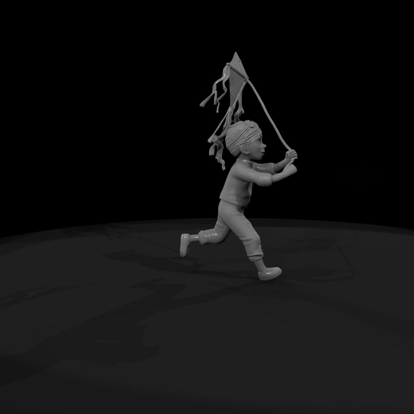 Boy Flying Kite — Stylized (HO /