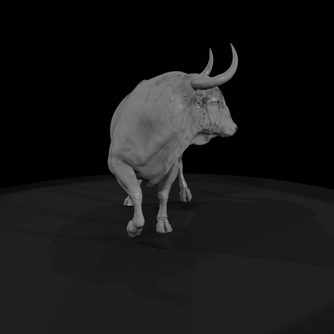 Bull with Large Horns — Miniature