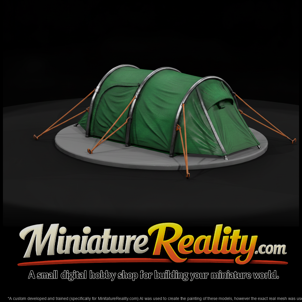 Green Tunnel Camping Tent with Guy Lines